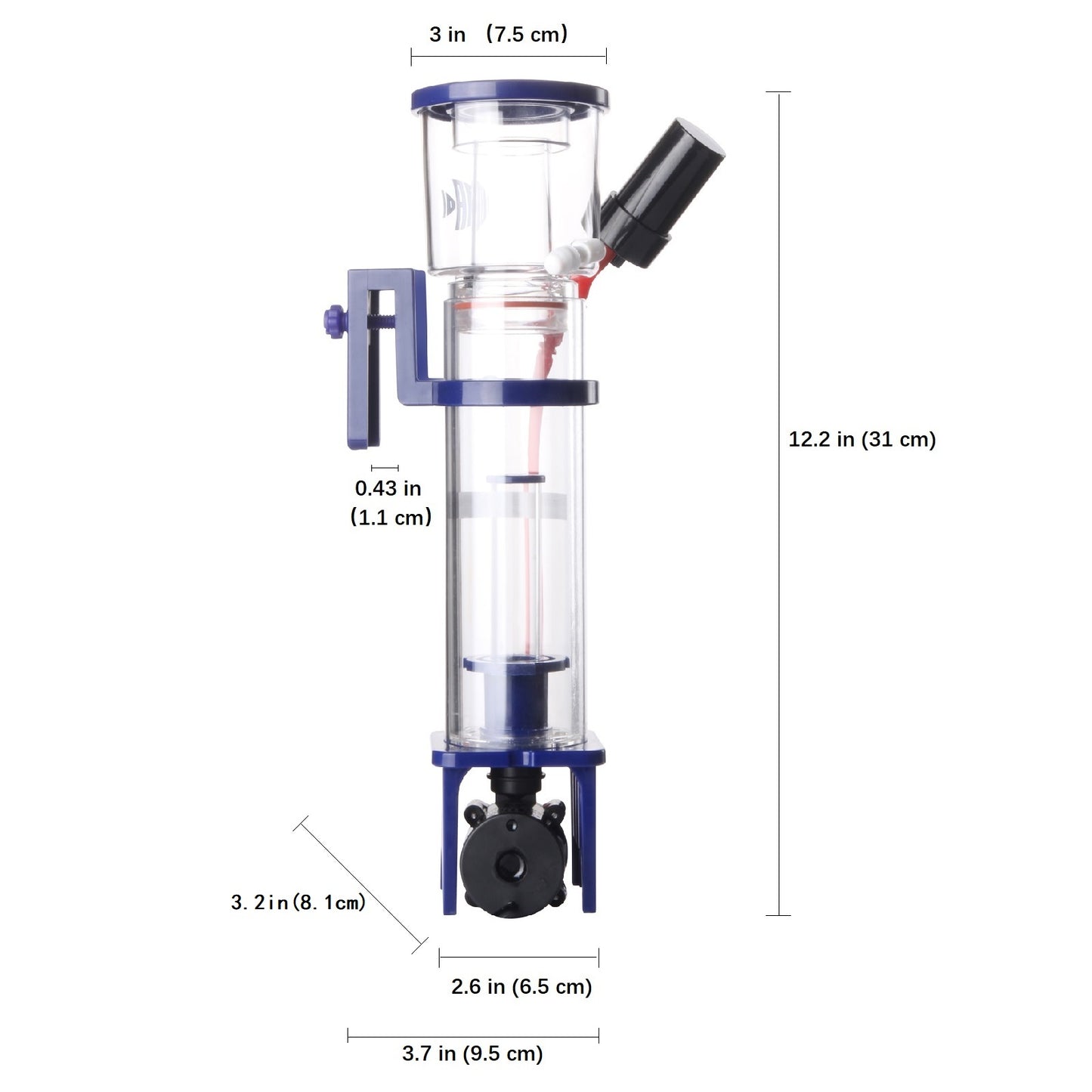 Nano Protein Skimmer for Saltwater Aquariums, DC Pinwheel Pump for 30 Gals Fish Tank, Hang On, Internal, Not for Rimmed Tank